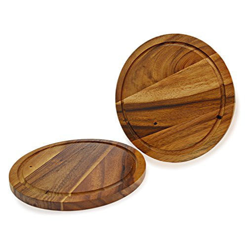 roro Acacia Wood Trivet or Charger with Groove 10 Inch set of 2
